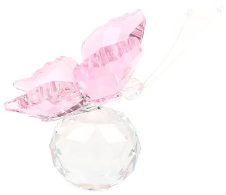 WUZIA Kristall-Schmetterlings-Form mit Kugel, Figur für Zuhause, Hochzeitsdekoration, Glashandwerk-Kollektion, Briefbeschwerer, Tischschmuck (Rosa)