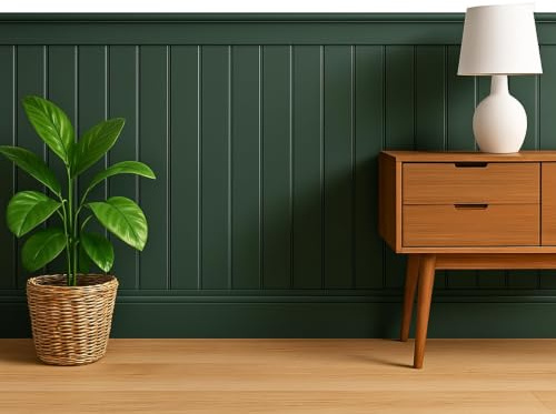 Tongue & Groove MDF Wall Panels, V-Groove Paintable 3D Panelling - 600mm Wide - Moisture-Resistant Decorative Panels for Hallways, Bathrooms & Interiors (Kit 2)