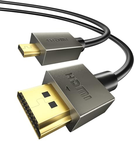 Cable micro HDMI a HDMI 8K, 2M adaptador micro HDMI a HDMI [8K a 60Hz, 4K a 240Hz] 6K 5K, 48Gbps, HDR, compatible con Samsung G8/G9, cámara, Raspberry Pi 5/4, GoPro Hero, Cam Link