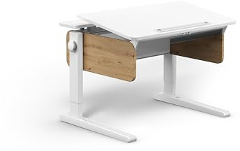 Moll Champion Compact Kinderschreibtisch höhenverstellbar | mitwachsend & ergonomisch mit geteilter, neigbarer Tischplatte & gerundeten Ecken | ideal für Schulkinder | Made in Germany (Wildeiche)