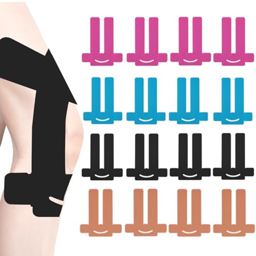 NELLHOMY 16 Pcs Knieschoner Tape Vorgeschnitten Kinesiotapes für Knee | Precut Kinesiologie Tape Knie Stabilisierung für Schmerzlinderung, Wasserfestes & Elastisches Physio Tape für Knieschmerzen