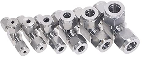 MRVAKDYDI Acoplador Reductor Roscado, Conector de Tubo en T de Acero Inoxidable 304 con Casquillo Simple, Tipo T, 3 vías, 4 mm, 6 mm, 1/8'' y 1/2''(10mm)