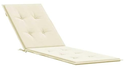 Eleganz Cuscino per sedia a sdraio color crema (75 + 105) x 50 x 4 cm – Comoda imbottitura per lettino da giardino, sdraio e balcone – Cuscino per esterni di alta qualità con comfort e durata