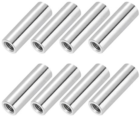 PATIKIL 8 stycken runda gänghylsor M5-anslutningsmuttrar, koppling mutter 25 mm längd Φ8, bult rörmutter gänghylsa för hållare, grov gänga långmutter M5 x 0,8 x 25 mm