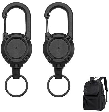 2 llaveros retráctiles, llaveros extensibles con soporte para tarjetas, cordón extensible con cordón de acero de 60 cm para portatarjetas de identificación, soporte para tarjetas, tarjetas de llaves