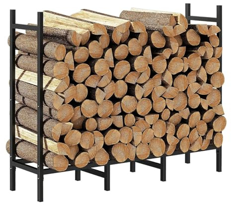 YGLONG Range-Bûches Support à bois de chauffage robuste de 4 pieds, support intérieur/extérieur réglable for le stockage du bois de cheminée, parfait for organiser les bûches de feu