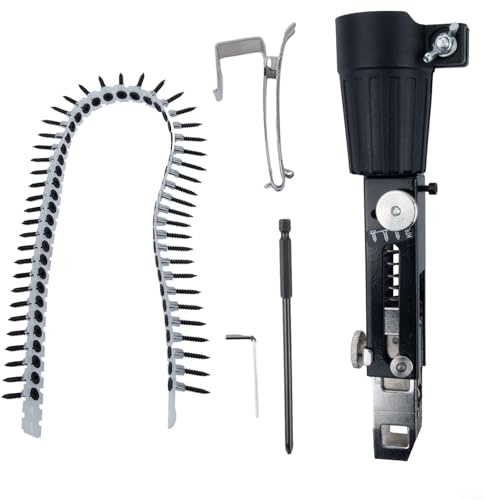 Zilimontt Adaptateur de clou automatique pour perceuse électrique, outil de travail du bois avec 50 clous à chaîne et embout de tournevis cruciforme, construction en acier inoxydable pour bricolage (1