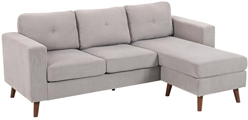 HOMCOM Divano angolare reversibile in velluto a coste, 192 cm, divano modulare a L a 3 posti con chaise longue, struttura in acciaio, design moderno, per soggiorno, appartamento, piccoli spazi,