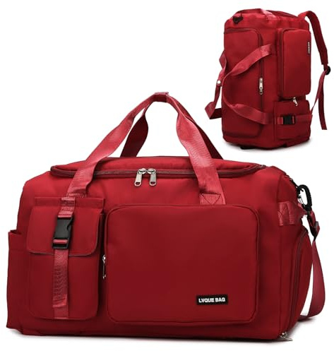 Sporttasche Damen Herren 42L Reisetasche mit Schuhfach Nassfach Wasserdicht Trainingstasche Travel Duffle Bag mit Rucksack Weekender Schwimmtasche Fitnesstasche für Reisen, Fitness, Sport