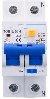 Disjoncteur différentiel bipolaire TOB1L-63H 63A 230 V CA 50/60 Hz(63A)