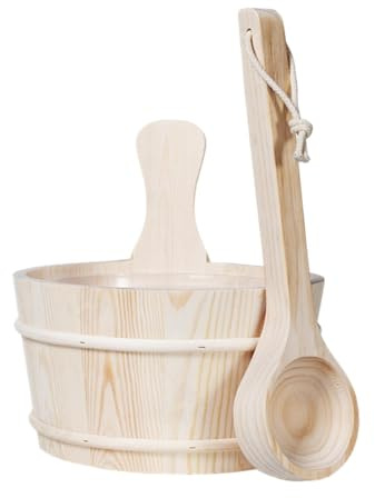 WUUISDNX Holz Fasssauna Set: Genießen Sie luxuriöse Dampfbad Zeiten mit Zubehör und exquisiter Textur. Der passgenaue Kunststoffeinsatz hält Wasser, ist aber im Eimer nahezu unsichtbar.