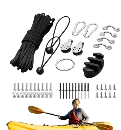 Kayak Trolley Kit - Leverlock System, 8 Foot Long Rope, Assistant Setup, Hardware Equipment for Watercraft for Outdoors, Durable Kayak Trolley Hardware, Adjustable Canoe K