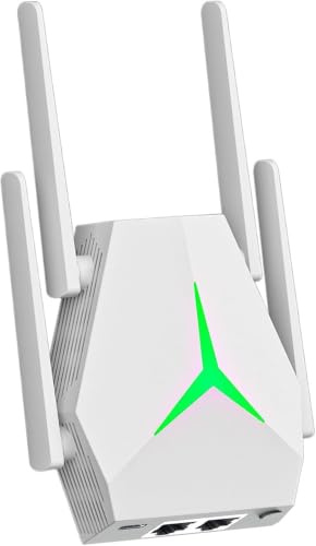 5G Repeteur WiFi sans Fil 1200Mbps Amplificateur WiFi,4 Antennes,Répéteur WiFi avec 2 Ports LAN Gigabit,Couvrant de 10000 sq.ft,Répéteur WiFi/Routeur/AP 3 in 1,pour la Maison et Le Bureau