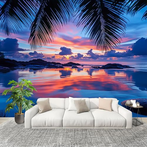 Papel Pintado Infantil Habitación 400x280 cm Paisaje Atardecer Vista Al Mar Fotomurales Pared Tejido No Tejido Decorativos Murales Fotográfico Mondialeleza Moderno Decoración de Paredes