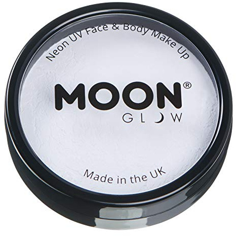 Moon Glow Pro Intensiv Neon-UV-Gesichts- und Körperbemalung in Kuchentöpfen, professionelles wasserbasiertes Gesichtsbemalungs-Make-up für Erwachsene und Kinder, 36 g (weiß)