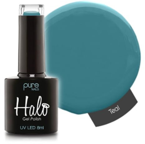 Halo Gel Polish 8ml - Teal. UV/LED Gel Nail Polish, Long Lasting & Easy To Apply. Nail Art Colours For Manicure & Pedicure. Gel Polish For Professional & Home Use.
