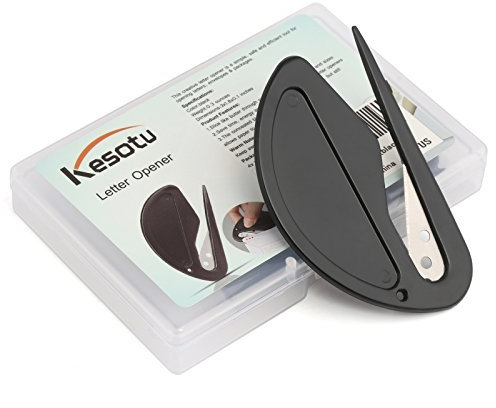 Kesote 4 Stück Brieföffner Folienschneider mit Metall Klinge und Kunststoff Griff Einschulung Schulanfang, Schwarz