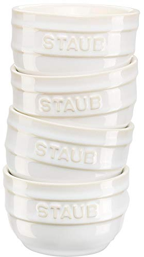 Staub 40508-157 Ramkan - Juego de 4 piezas de 3.5 pulgadas (9 cm), color marfil, cerámica, juego de cuencos pequeños, apto para microondas