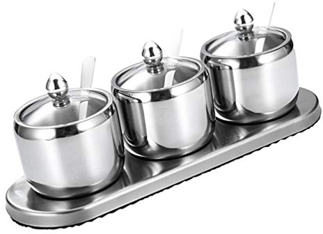 Cabilock Tarro De Especias De Acero Inoxidable Botes De Almacenamiento Para Cocina Recipientes Para Especias Frasco Para Condimentos Tarros Con Base
