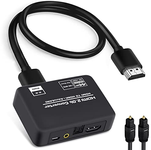 Convertitore estrattore audio HDMI 2.0b 4K a 60 Hz, splitter audio, HDMI ARC, cavo ottico Toslink SPDIF, uscita audio stereo da 3,5 mm, supporta HDCP2.2, PCM digitale, DTS 5.1, cavo ottico incluso