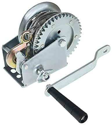 TINVHY 1200 lbs Hand Crank Winch with Brake Come-Along Heavy Duty Steel Cable for Boat, Trailer, ATV or Deer Feeder