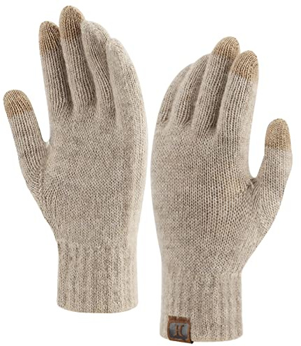 ZASFOU Damen Winter Touchscreen Handschuhe für kaltes Wetter, warmes recyceltes Garn Texting Elastische Manschette Handschuhe mit Fleece gefüttert