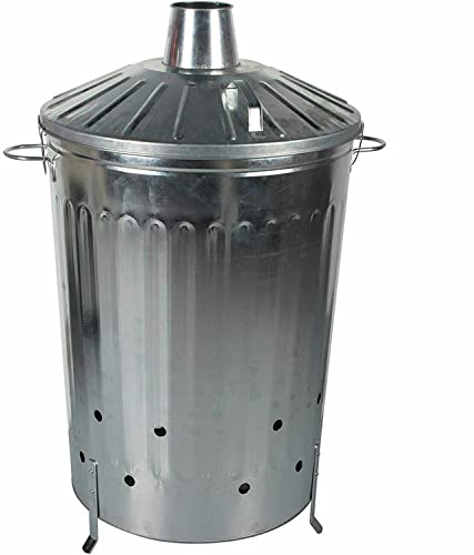 TRTO 125L Extra Large Galvanized Paper Waste Garden Burner Rubbish Fire Bin Incinerator Leaves Easy To Use
