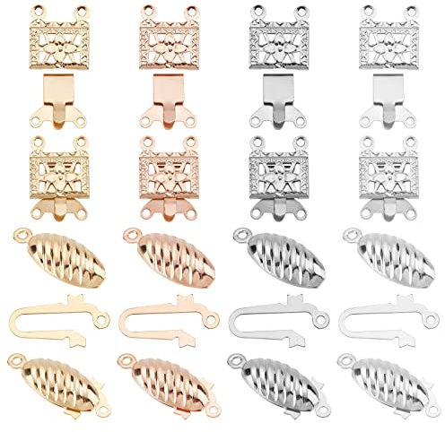 UNICRAFTALE 16 Set 2 Stili Scatola Fermagli In Acciaio Inossidabile Multi-Filo Fermagli Blocco della chiusura finale Collana Chiusura Connettore per Creazione di Gioielli FAI DA TE Craft15~21mm