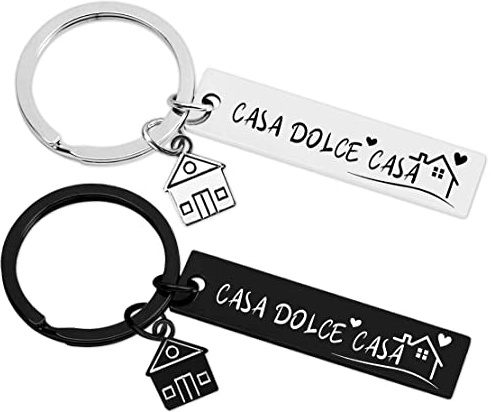 Lot de 2 paquets pour porte-clés maison, en acier porte-clés maison nouveau couple lui et elle porte-clés familial personnalisé maison nouvelle idée cadeau de pendaison première maison cadeaux de Noël