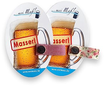Mei Maß Premium Masserl - Oktoberfest Maß Maßkrugband - Wiesn Bierkrugmarkierer - Bierkrugband - Glasmarkierer aus bayerischem Trachtenstoff - handmade in Germany