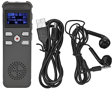 Digitaler Diktiergerät mit Rauschunterdrückung, HD-Klangqualität, Dual-Mikrofon, Zeitgesteuerte, MP3-Wiedergabe für Geräuschlose (8G)