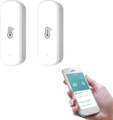 YUETTYY Hygromètre Thermomètre Capteur, Capteur Intelligent Sans Fil Tuya WiFi et Zigbee pour la Température et l'Humidité Intérieure, avec Notification Alerte App Tuya à Distance pour la Maison Serre