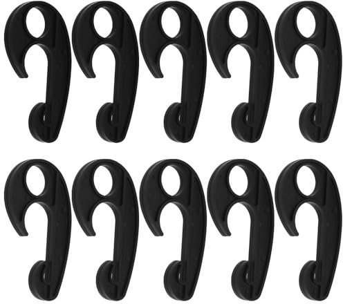 YINETTECH 10PCS Black Plastic Hook PVC Car Cover Tarpaulin Rope Hook Cargo Cover Net Hooks for Cargo Net Bungee Net Truck Net Truck Storage Rack 90x52mm
