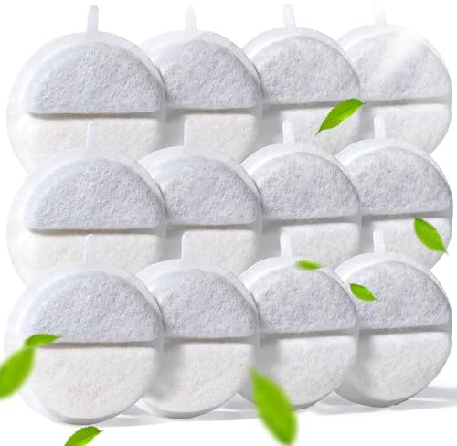 GOTRUST 12 Stück Katzenbrunnen Ersatzfilter, Rund Trinkbrunnen Filter für Katzen, Hunde Filter Katzenbrunnen mit Harz und Aktivkohle für 84 FL oz/2.5L Trinkbrunnen F-016B
