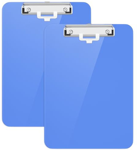 Hongri Lot de 2 planchettes à pince en plastique avec porte-stylo, 21,6 x 27,9 cm, format lettre pour salle de classe, étudiants, enseignants, bureau et école, profil bas, taille 31,5 x 22,9 cm, bleu