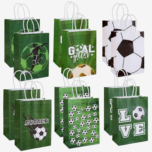 XiXiRan Fußball Papiertüten*12Pcs, Geschenktüte Geburtstag Fußball,Fussball Geburtstag Candy TütenGeburtstage, Deko Fussball Geschenktüte Papier, Kann Geschenk für Geburtstagsfeiern Verwendet Werden