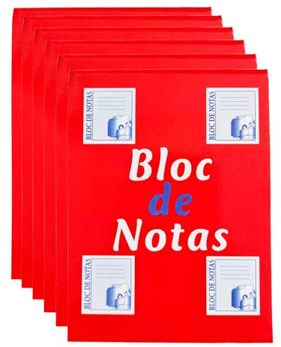 Acan Tradineur - Pack de 6 tacos de notas blancas, 125 hojas lisas, incluyen matriz de corte y tapas de cartón, anotaciones - 120 x 88 mm