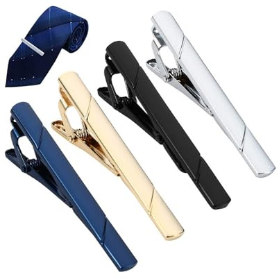 Pince à Cravate Homme, 4 PCS Pinces à Cravate Métal Classiques Minimaliste pour Affaires Mariage Vie Quotidienne