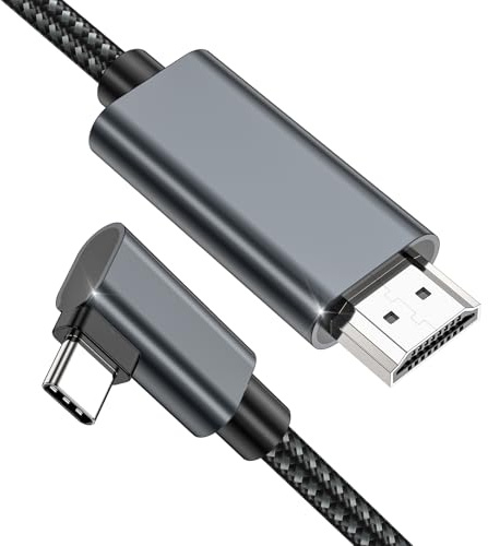 TEFLOTY USB C auf HDMI Kabel, 2m USB Typ C to HDMI Kabel Rechter Winkel 4K UHD Kabel Thunderbolt 3/4 Kompatibel für iPhone 15 Pro, MacBook Pro/Air, Galaxy S23/S22/S21, Note 20, Surface Pro
