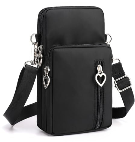 ModaZeal Women's Waterproof Phone Crossbody Nylon Small Shoulder Bag Wallet | Waterproof Nylon with Headphone Port, Multi-Pocket with Adjustable Removable Strap, Heart Pendant Arm Pouch for Daily Travel