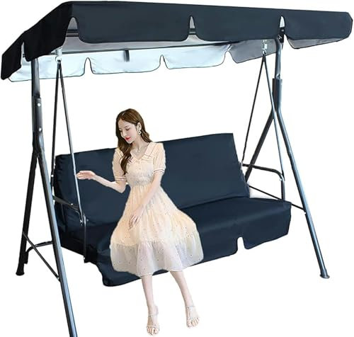 Swing Canopy Replacement 3 Seater, Patio Swing with Canopy & Replacement Swing Seat,Waterproof Top Cover Set Swing Chair Awning Glider Swing Cover Porch Swing Cover