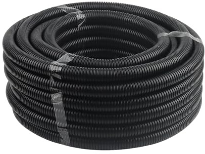 FAAING Gaine Electrique Exterieur annelée Fendue, 50 m de Long, ID 10 mm x diamètre extérieur 13 mm, Tuyau ondulé Flexible, Gaine Cable, Protege Cable, Noir, Vide pour câbles à Fibre Optique