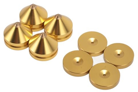 4 set högtalarisoleringsfötter, aluminiumlegering Högtalare Vibrationsdämpare Spike Högtalarresonansreducerare för Audio CD AMP HiFi Subwoofer (Guld)