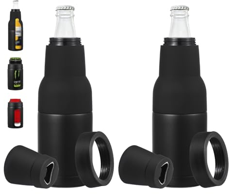 PATIKIL Slim Can Cooler, 2 Pcs 12oz Skinny Can Insulated Beer Sleeve Drink Holder with Bottle Opener for Beer Soda Coffee Regular Cans and Bottles, Black