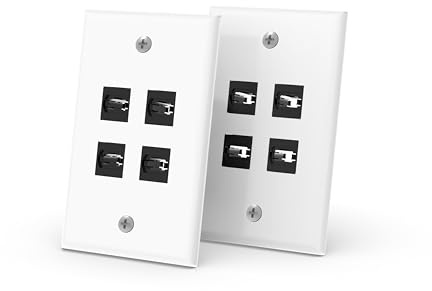 RUIPRO 2-pack Keystone väggplatta, väggplatta med en gäng, 8K HDMI-kopplare, nyckelsten (4-port-2P)