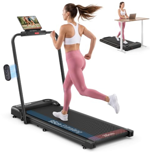 THERUN Walking Pad Laufband leise,Treadmill klappbares bis 10 km/h | Doppelte Stoßdämpfung, LED-Anzeige, Keine Montage Erforderlich für Zuhause und Büro 130 kg