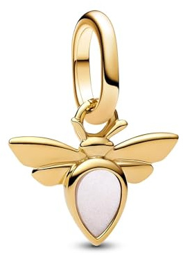 PANDORA ME 763826C01 Mini breloque en Forme d'abeille Blanche en Argent Sterling plaqué Or 14 carats Compatible avec Les pendentifs Me and Moments, 2,2x9,7x11,5 mm, Argent Sterling, Pas de gemme