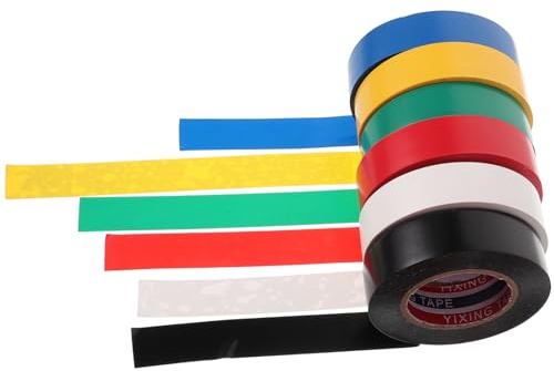 Alipis 6 Rollos Cinta Aislante De Colores De Cinta Eléctrica De Pvc Para Envolver Arneses De Cableado Taller o Hogar