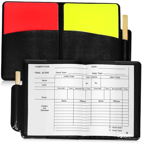 VICASKY Schiedsrichterkarten Satz Rot Und Gelb PVC Mit Spielberichtsbogen Und Bleistift Schiedsrichterzubehör Für Fußball Badminton Basketball Volleyball