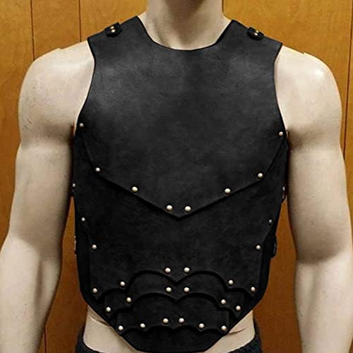 Mittelalterliche Brustpanzer aus Leder, PU-Leder, verstellbare Brustpanzer, Retro-Ritter, Cosplay-Kostüm, Zubehör (schwarz)
